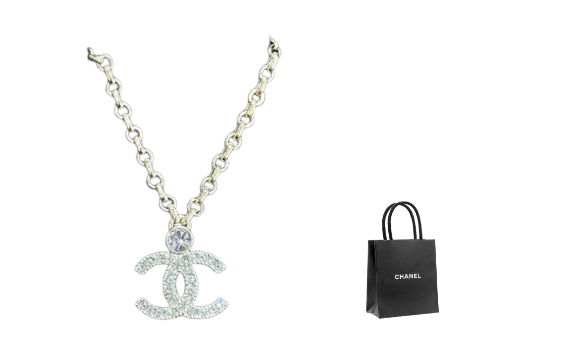 (Women) CHANEL 23K Gold-Tone Diamond CC Chain Necklace for Women - Silver ABC147 B14705 NS704 圖 5