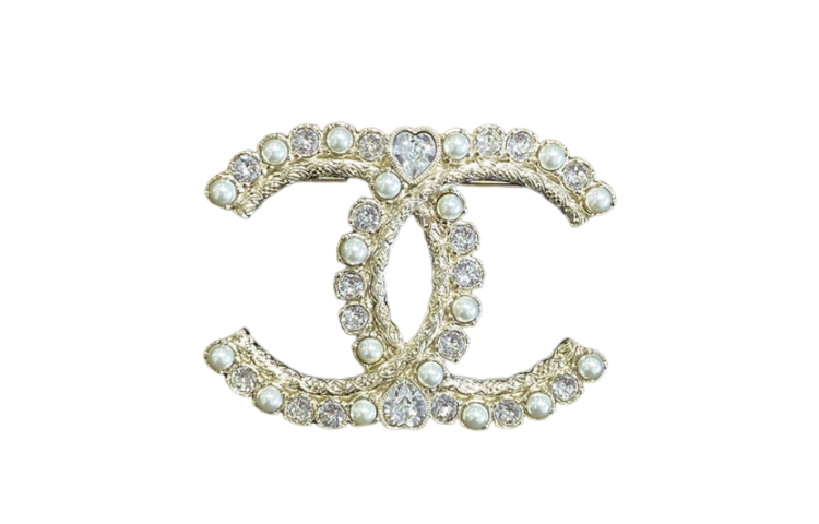 (Women) CHANEL 23K Gold Double C Pearl Diamond Embossed Brooch for Women. ABC067-B14653-NS564 圖 2