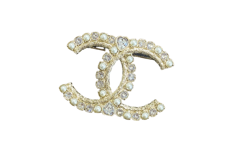 (Women) CHANEL 23K Gold Double C Pearl Diamond Embossed Brooch for Women. ABC067-B14653-NS564 圖 3