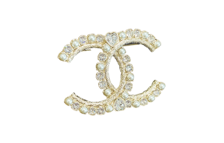 (Women) CHANEL 23K Gold Double C Pearl Diamond Embossed Brooch for Women. ABC067-B14653-NS564 圖 4