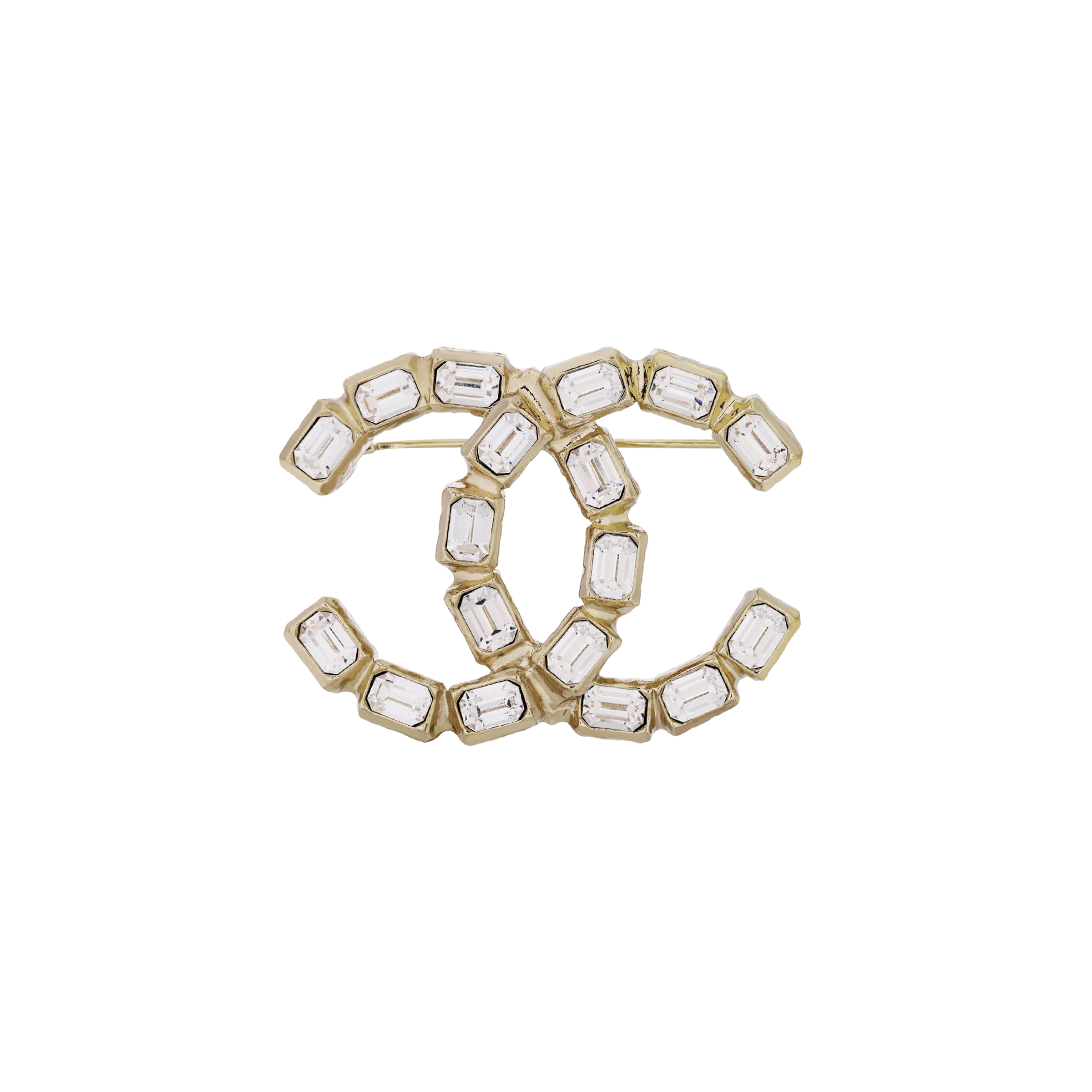 (Women) CHANEL 23K Gold Metallic Double C Diamond Brooch for Women. ABB978-B14688-NS658