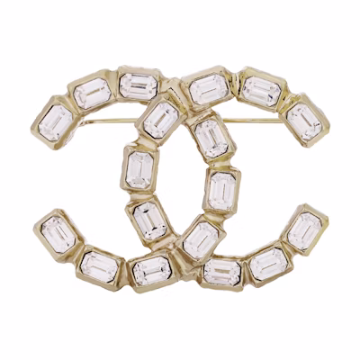 (Women) CHANEL 23K Gold Metallic Double C Diamond Brooch for Women. ABB978-B14688-NS658