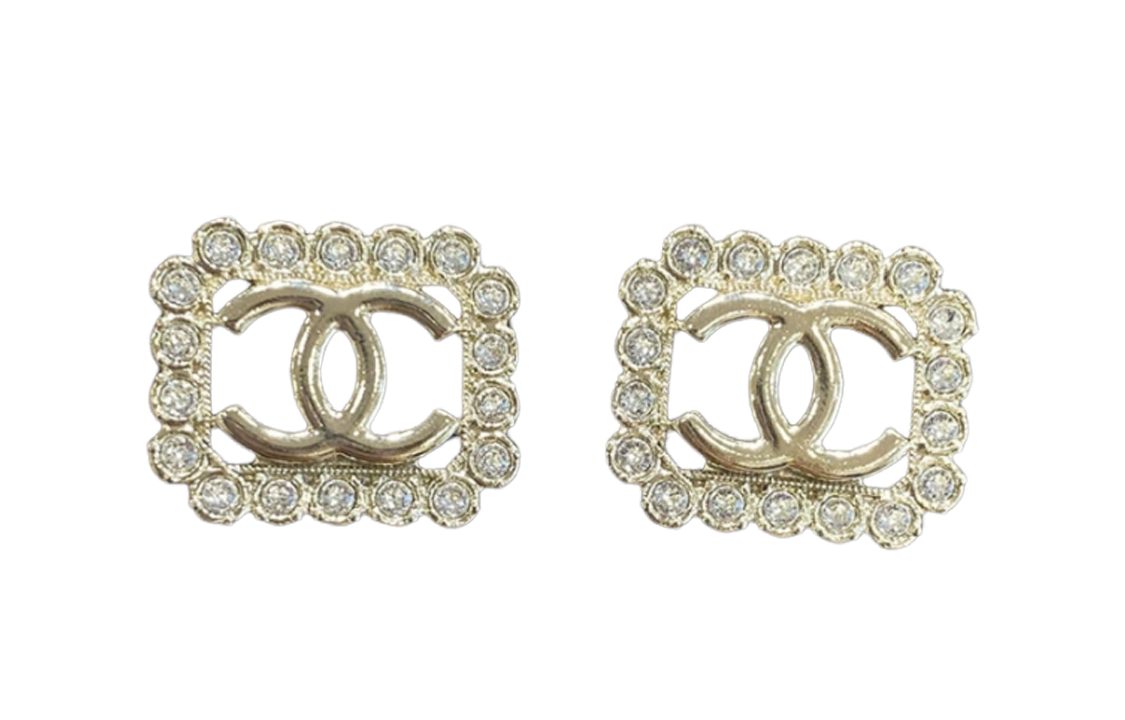 (Women) CHANEL 23K Gold Square Hollow Rhinestone CC Stud Earrings for Women. ABB852-B14482-NS279 圖 2
