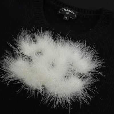 (Women) CHANEL 23K Logo Two-Tone Round Neck Long Sleeve Sweater Women Black. P76044-K10969-NS597 Shop (Women) CHANEL 23K Logo Two-Tone Round Neck Long Sleeve Sweater Women Black. P76044-K10969-NS597