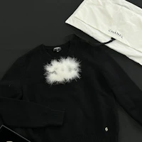 Details for (Women) CHANEL 23K Logo Two-Tone Round Neck Long Sleeve Sweater Women Black. P76044-K10969-NS597