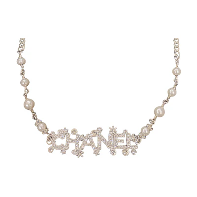 (Women) CHANEL 23P Letter Pearl Snowflake Metal Necklace for Women. ABA533-B10535-NN148
