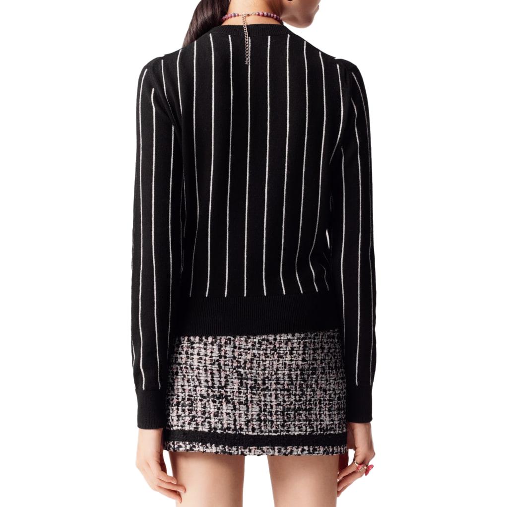 Purchase (W) CHANEL 23P 條紋Logo提花針織毛衣 女款 黑色 P74734-K10713-NM966