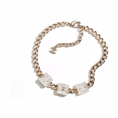 (Women) CHANEL 23S Crystal Double C Logo Necklace Gold - Spring Summer Collection ABA957-B10971-NO030
