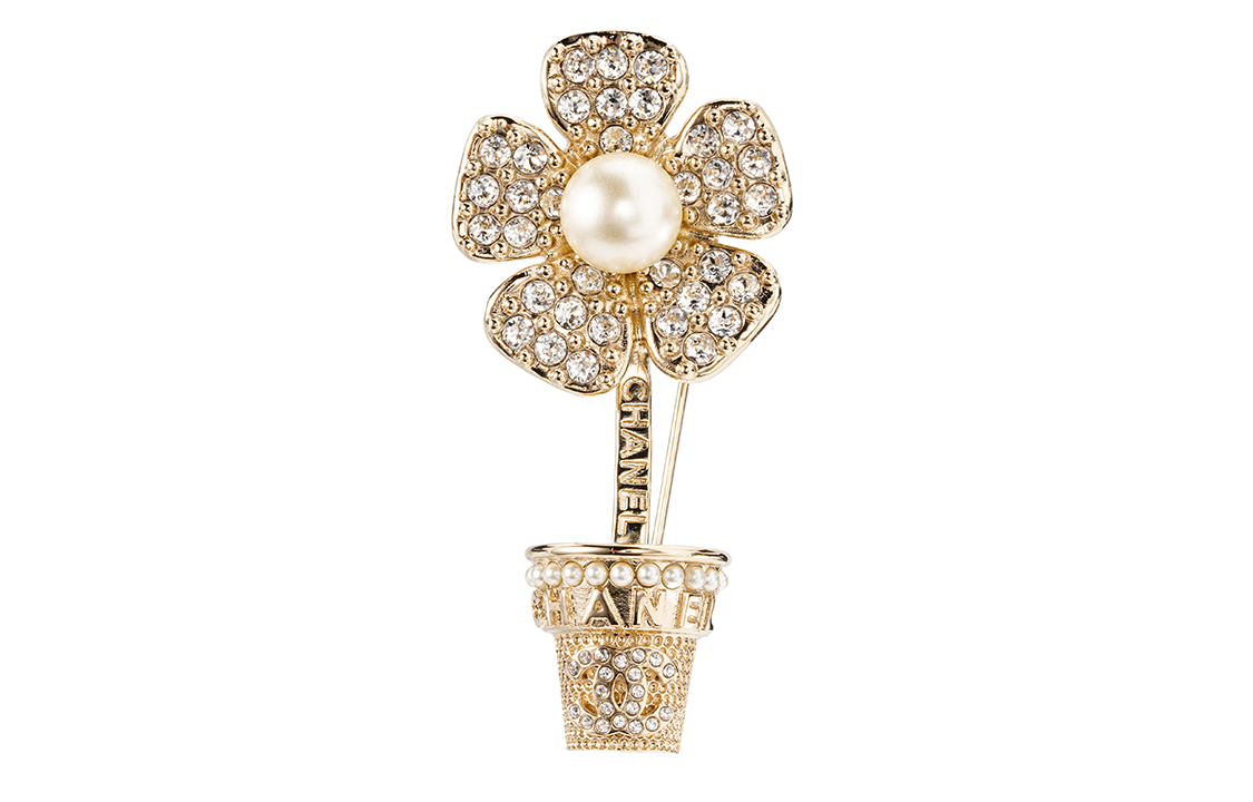 (Women) CHANEL 23S Gold Camellia Pearl Rhinestone Brooch  Accessory. ABA573-B10750-NN572 圖 2