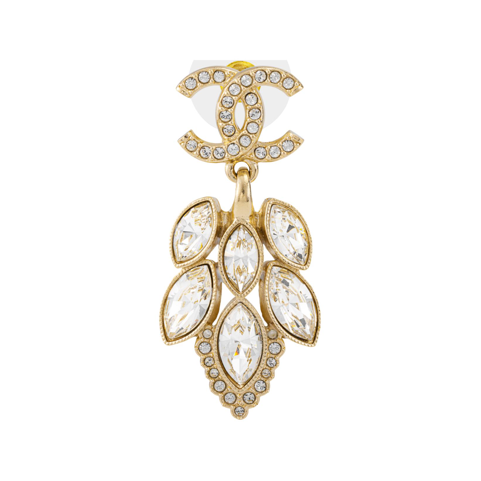 (Women) CHANEL 23S Gold Crystal Double C Leaf Pendant Earrings  Spring/Summer 2023 ABA548-B10721-NN527 圖 3