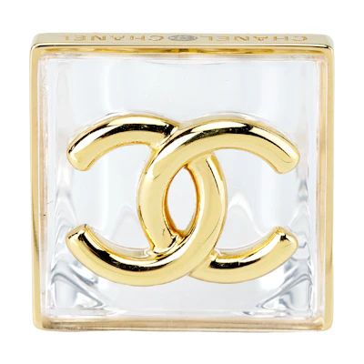(Women) CHANEL 23S Gold Crystal Double C Logo Ring for Women - Gold/Transparent. ABA585-B10754-NN586