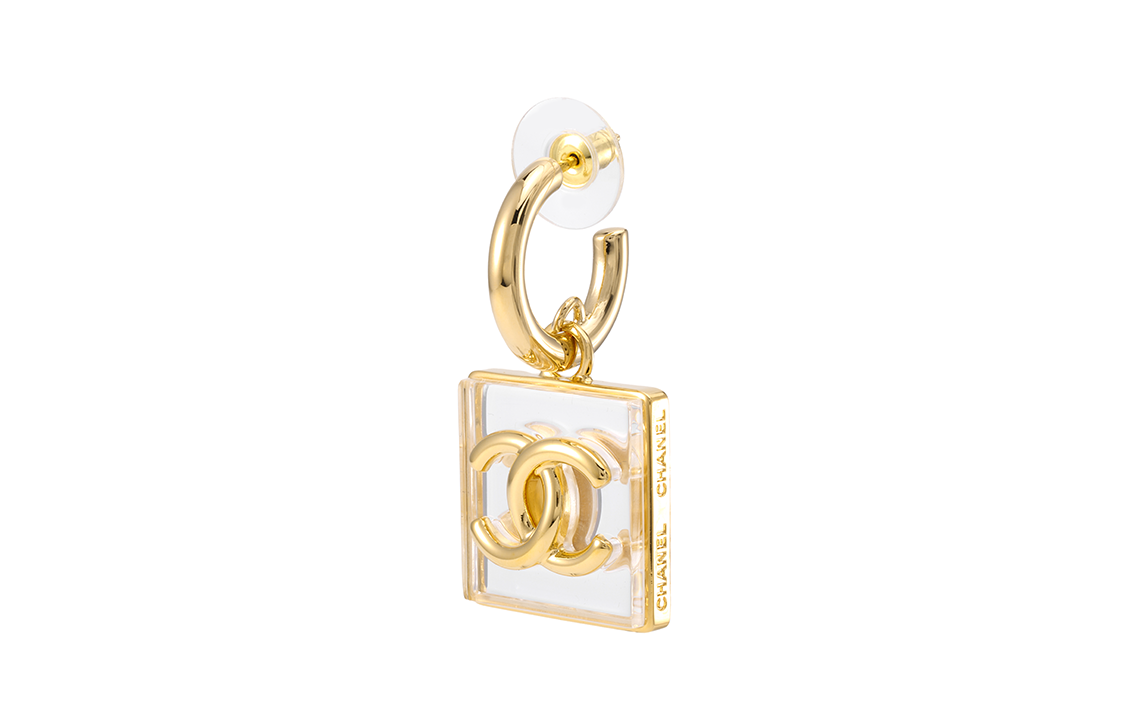 (Women) CHANEL 23S Gold Trim Double C Logo Square Pendant Earrings - Gold/White ABA586-B10754-NN586 圖 3