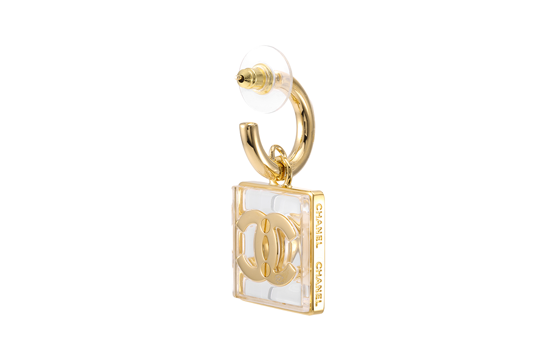 (Women) CHANEL 23S Gold Trim Double C Logo Square Pendant Earrings - Gold/White ABA586-B10754-NN586 圖 4