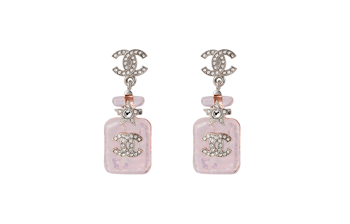 (Women) CHANEL 23S Pink Double C Perfume Bottle Earrings with Star Charm for Women. ABA840-B10935-NN981