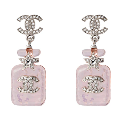 (Women) CHANEL 23S Pink Double C Perfume Bottle Earrings with Star Charm for Women. ABA840-B10935-NN981