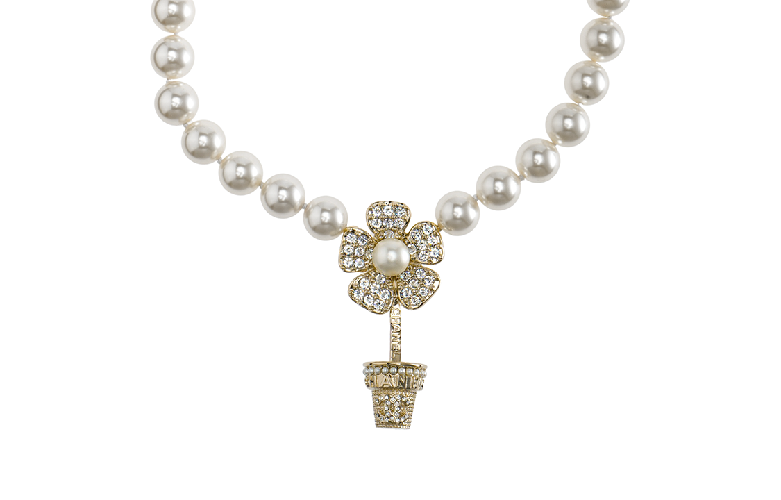 (Women) CHANEL 23S Spring/Summer Camellia Pendant Necklace with Rhinestones & Pearls レディース ABA580-B10750-NN572 圖 3