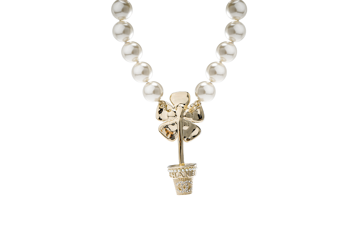 (Women) CHANEL 23S Spring/Summer Camellia Pendant Necklace with Rhinestones & Pearls レディース ABA580-B10750-NN572 圖 4