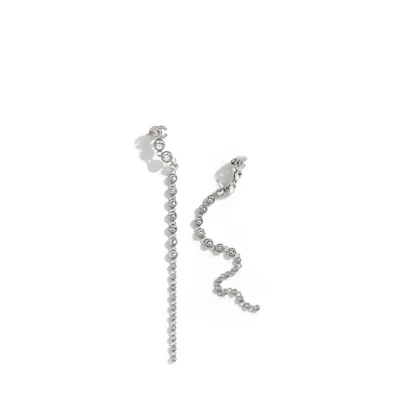 (Women) CHANEL 23SS Elegant Silver Drop Earrings with Metal and Rhinestones for Women. ABA627-B10756-NN587