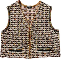 (Women) CHANEL 23SS Multicolor Crochet Knit V-Neck Vest for Women. P75415-K10794-NO938 (Women) CHANEL 23SS Multicolor Crochet Knit V-Neck Vest for Women. P75415-K10794-NO938
