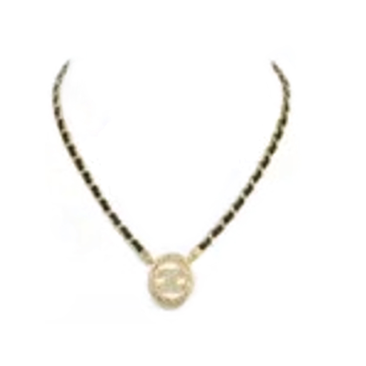 (Women) Chanel 24A Geometric Metal Calfskin Crystal Necklace Gold  Accessory ABD849-B17503-NZA49 圖 2