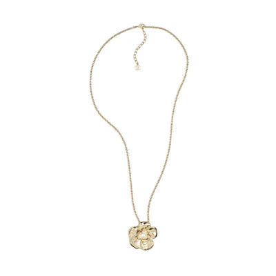 (Women) CHANEL 24B Vintage Floral Gold Necklace with Rhinestones for Women. ABE406 B18085 NZT49