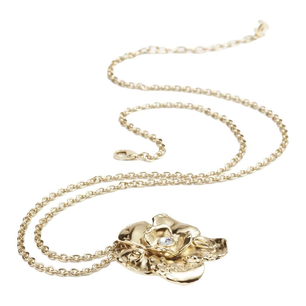 (Women) CHANEL 24B Vintage Floral Gold Necklace with Rhinestones for Women. ABE406 B18085 NZT49 圖 4