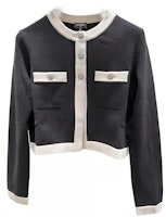 (Women) CHANEL 24C Black Colorblock Knit Cardigan with Round Neck. P76462-K10983-NT057 (Women) CHANEL 24C Black Colorblock Knit Cardigan with Round Neck. P76462-K10983-NT057