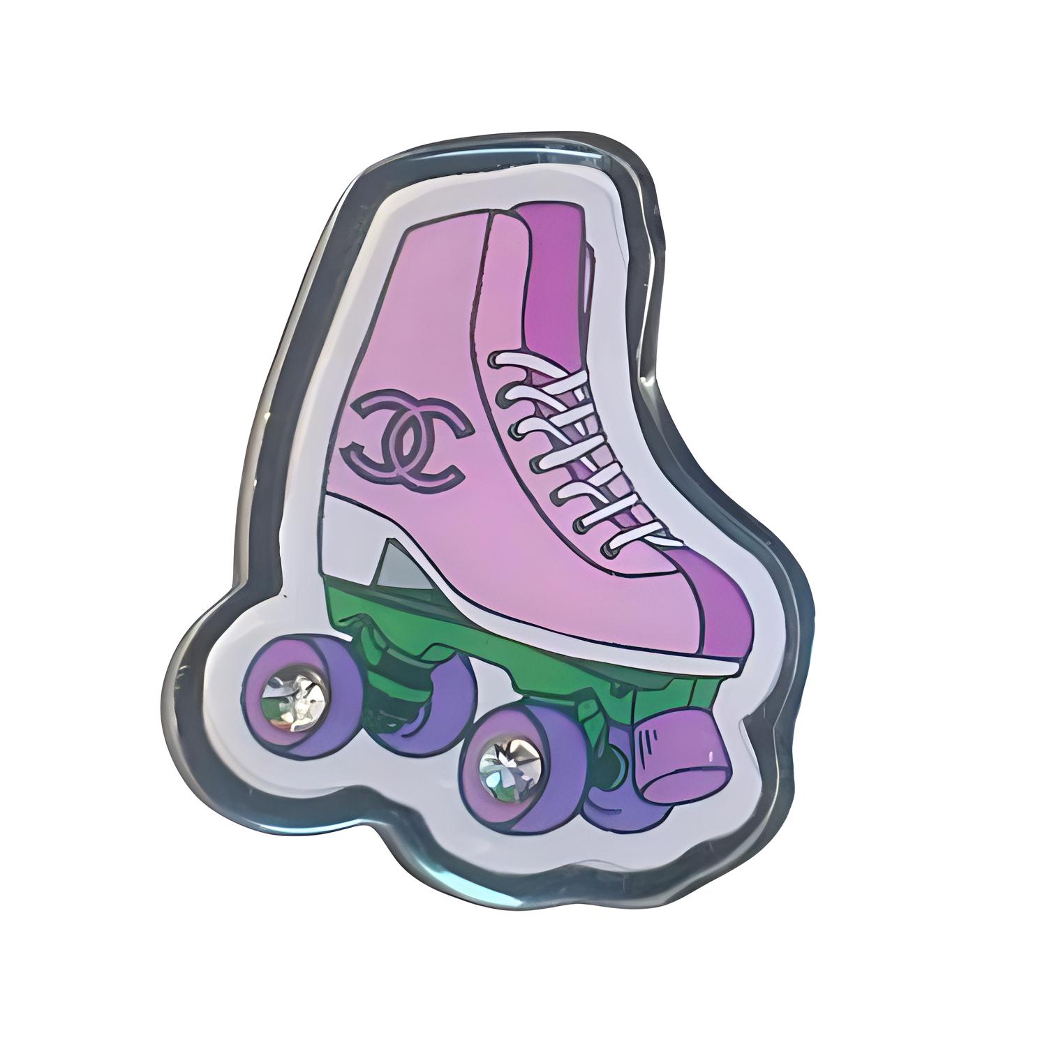 (Women) CHANEL 24C Double C Logo Resin Brooch Purple  Accessory. ABC839-B15473-NU684