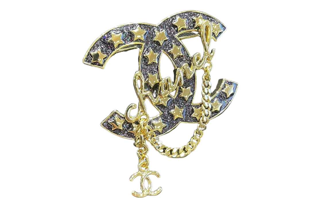 (Women) CHANEL 24C Gold Star Letter Chain Purple Glitter Double C Brooch for Women. ABC685-B15371-NU451 圖 3