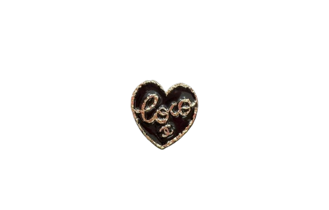 (Women) CHANEL 24P Black Enamel Heart 'Love' Letter Brooch for Women. ABC958-B16086-NW195 圖 2