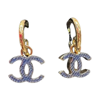 (Women) CHANEL 24P Gold Denim Double C Circle Earrings for Women. ABC741-B15375-NU456
