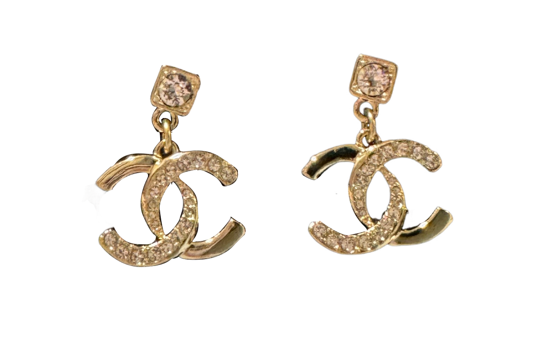 (Women) CHANEL 24P Gold Double C Metal Rhinestone Earrings for Women. ABD051-B15387-NU491 圖 2