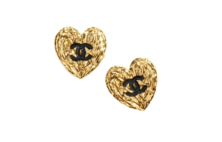 (Women) CHANEL 24P Heart Lava Texture Double C Metal Earrings for Women ABC948-B16086-NW195 圖 2