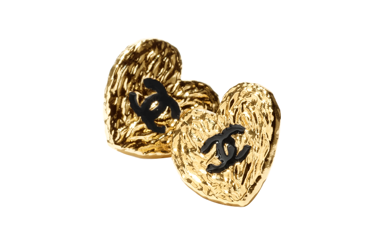 (Women) CHANEL 24P Heart Lava Texture Double C Metal Earrings for Women ABC948-B16086-NW195 圖 3