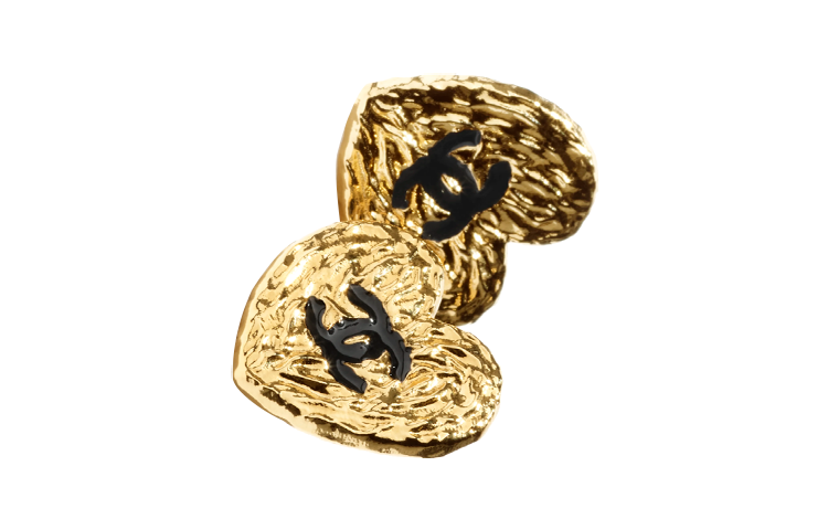 (Women) CHANEL 24P Heart Lava Texture Double C Metal Earrings for Women ABC948-B16086-NW195 圖 4