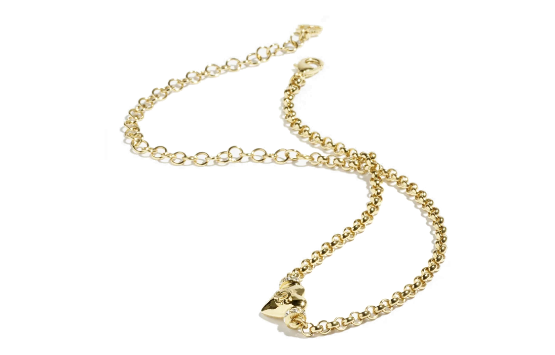 Lookbook (W) CHANEL 24P Kalung Loket Hati Emas dengan Permata untuk Wanita ABD080-B16157-NW375