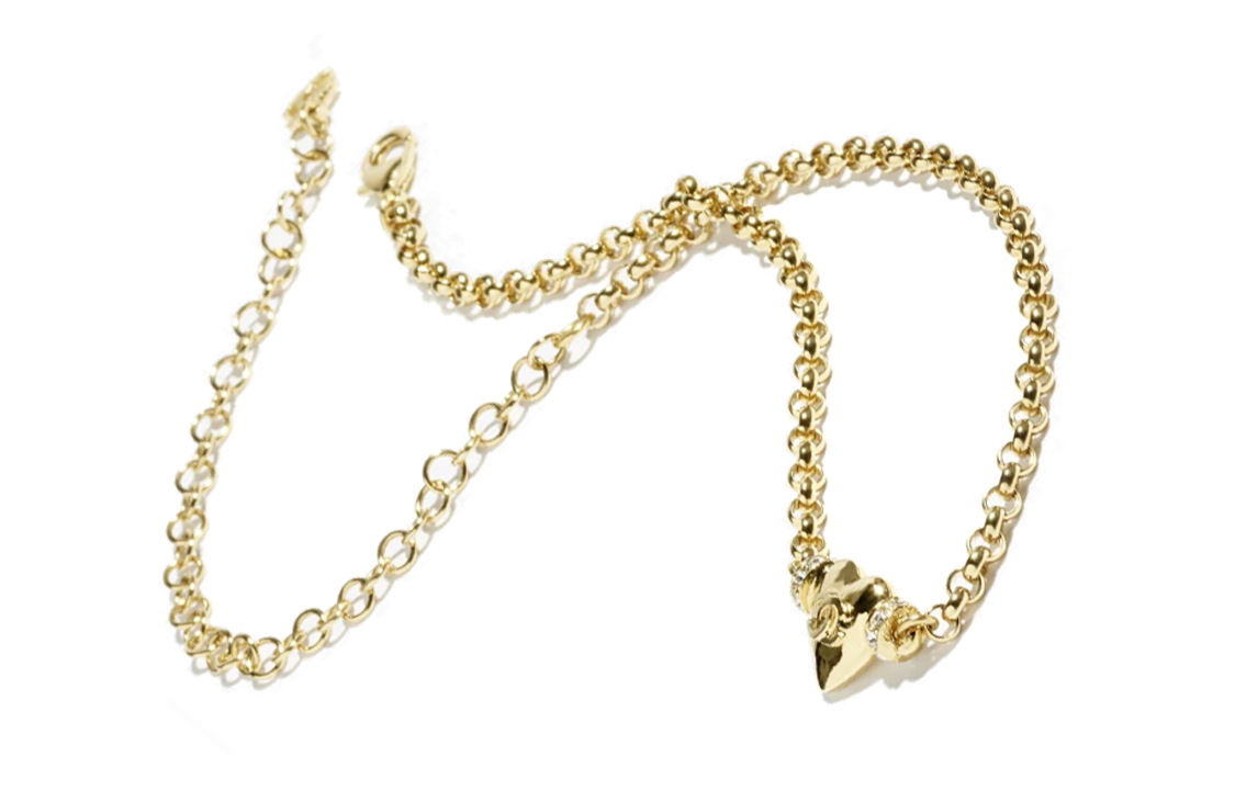 Shop (W) CHANEL 24P Kalung Loket Hati Emas dengan Permata untuk Wanita ABD080-B16157-NW375