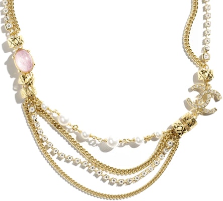 (W) Kalung Emas Multi-Rantai CHANEL 24P dengan Mutiara Imitasi, Kristal & Rhinestones. ABD009-B16126-NW435 Order (W) Kalung Emas Multi-Rantai CHANEL 24P dengan Mutiara Imitasi, Kristal & Rhinestones. ABD009-B16126-NW435