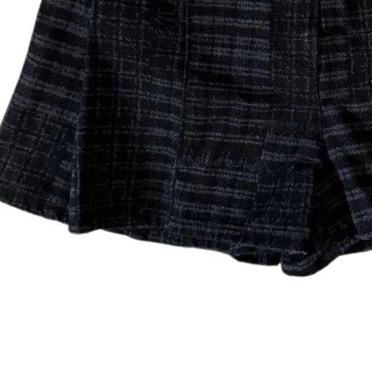 Sizing (W) シャネル 24SS ブラック チェック ボタン プリーツ デニム ショーツ カジュアルスタイル。 P77604-V69616-NZ728