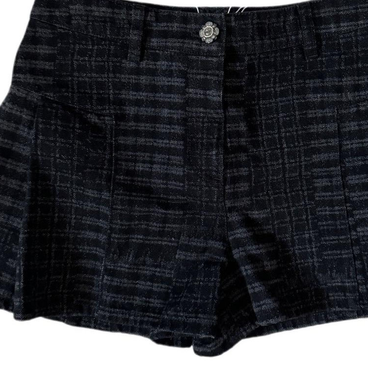 Cheap (W) シャネル 24SS ブラック チェック ボタン プリーツ デニム ショーツ カジュアルスタイル。 P77604-V69616-NZ728