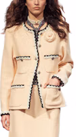 Order (W) CHANEL 24SS Jaket Kancing Leher Bulat Kontras Warna Putih Tua P77700-V69436-NY803