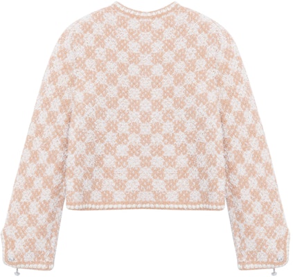 (W) CHANEL Jaket Kasual Beige Corak Berlian Knit Butang Depan. P75029-K10754-NN594 Lookbook (W) CHANEL Jaket Kasual Beige Corak Berlian Knit Butang Depan. P75029-K10754-NN594