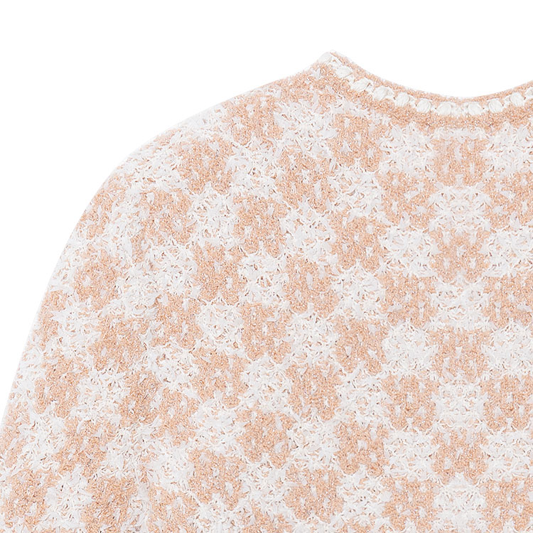 Shop (W) CHANEL Jaket Kasual Beige Pola Berlian Rajut dengan Kancing. P75029-K10754-NN594