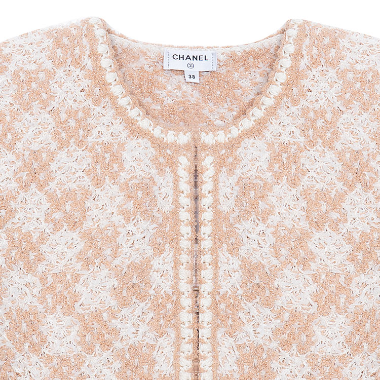 Details for (W) CHANEL Jaket Kasual Beige Pola Berlian Rajut dengan Kancing. P75029-K10754-NN594
