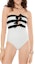 Order (Women) CHANEL Black & White Striped One-Piece Swimsuit with Laces. P76805-V68953-00100