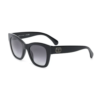 (Women) CHANEL Black Butterfly Sunglasses with Double C Temples. CH54781403S6