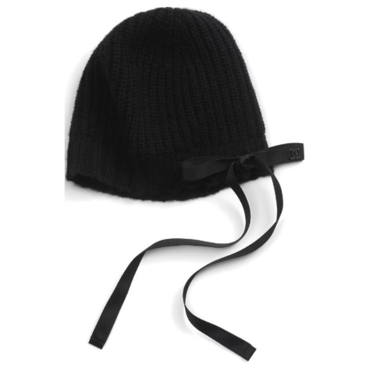 Order (W) CHANEL Gorro Negro de Cachemira con Lazo de Color Sólido Detalle 24B. AAA421-B18106-94305