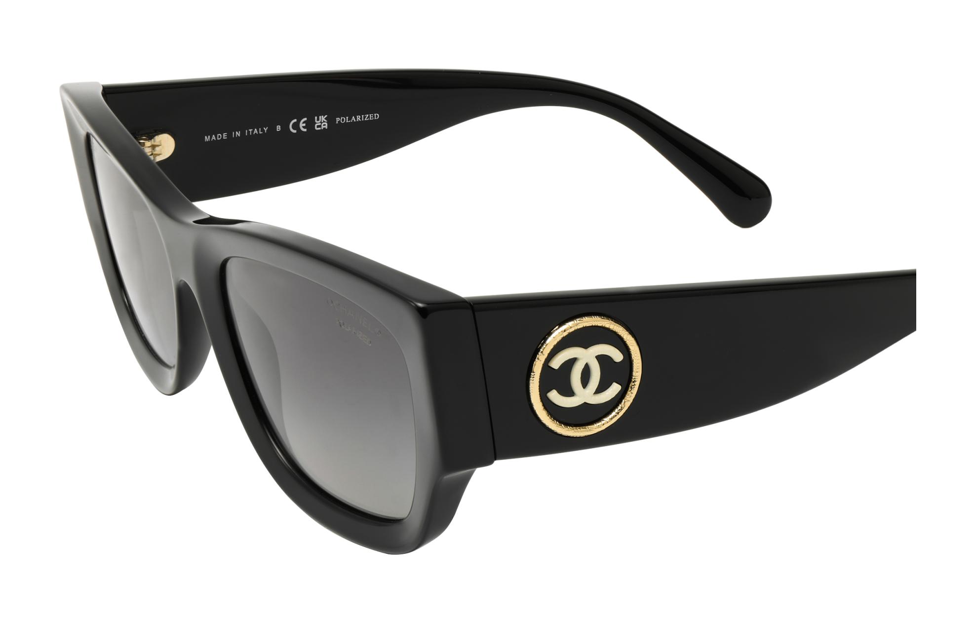 Details for (W) CHANEL Cermin Mata Hitam Klasik Logo Double C Tidak Simetri. CH5507-C622S8