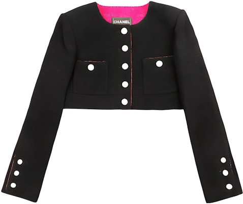 (W) 香奈兒 黑色對比飾邊圓領短版外套 P71723-V63149-94305 Buy (W) 香奈兒 黑色對比飾邊圓領短版外套 P71723-V63149-94305