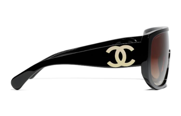 (Women) CHANEL  Black Irregular Acetate Sunglasses with Logo Detail. CH5495C622S5 圖 4